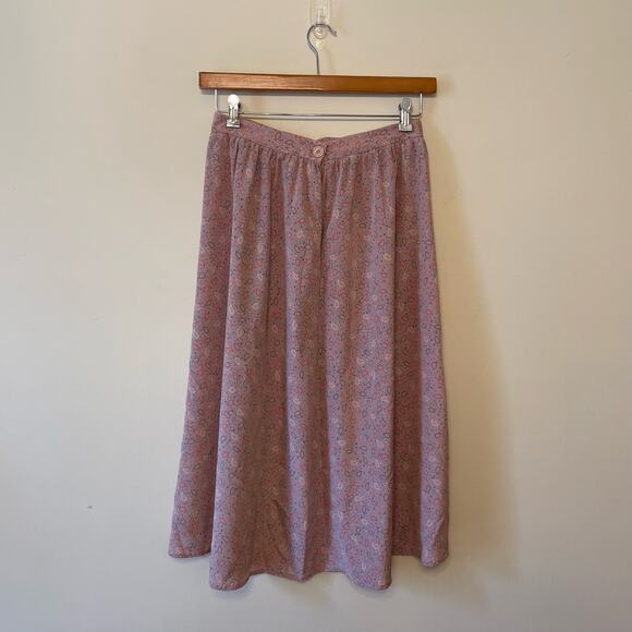 Vintage Apostrophe M pastel midi skirt high rise summer Barbie classic pink gray - Picture 5 of 7